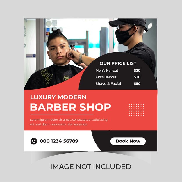 Barber shop social media post banner template