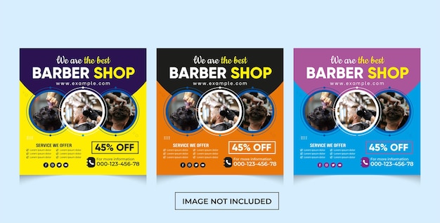 Vector barber shop social media post template design