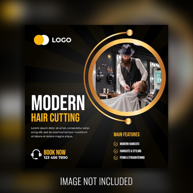 Barber shop social media post Template