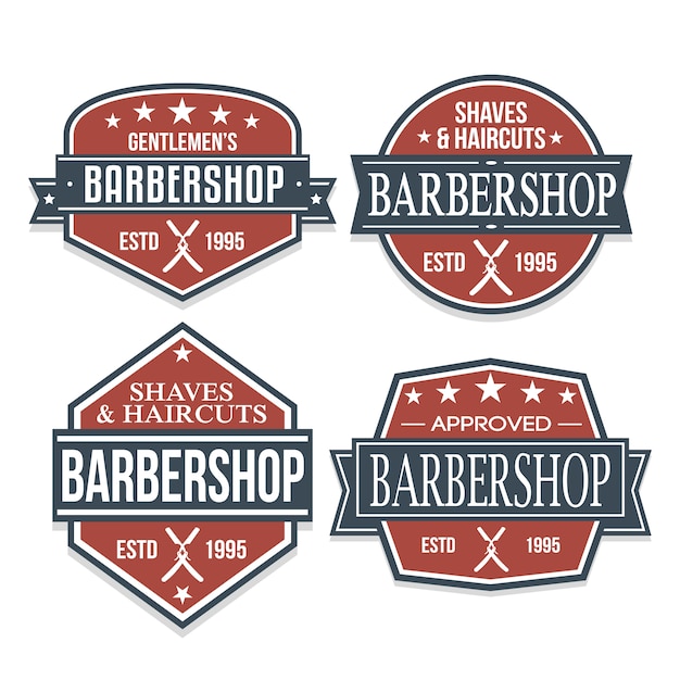 Barber shop sticker logo design color label retro