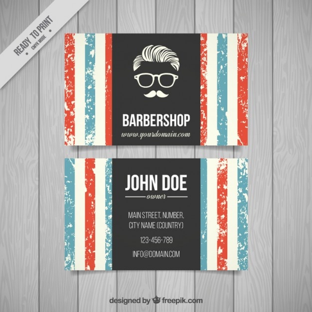 Vector barber shop striped card