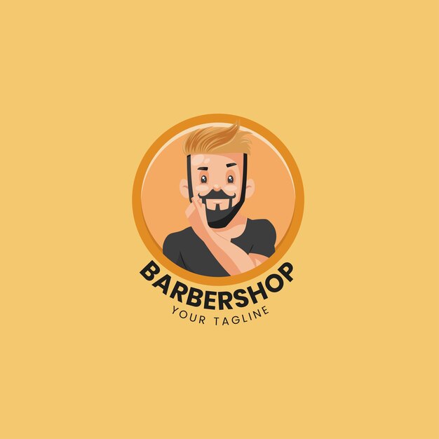 Barber shop vector mascot logo template