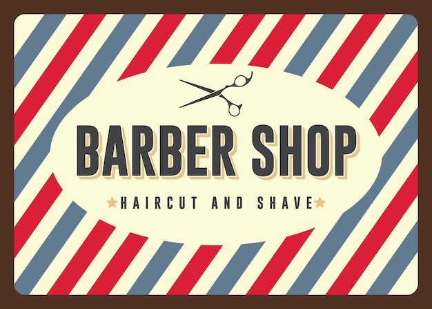 Barber shop vintage antique sign board poster vector template