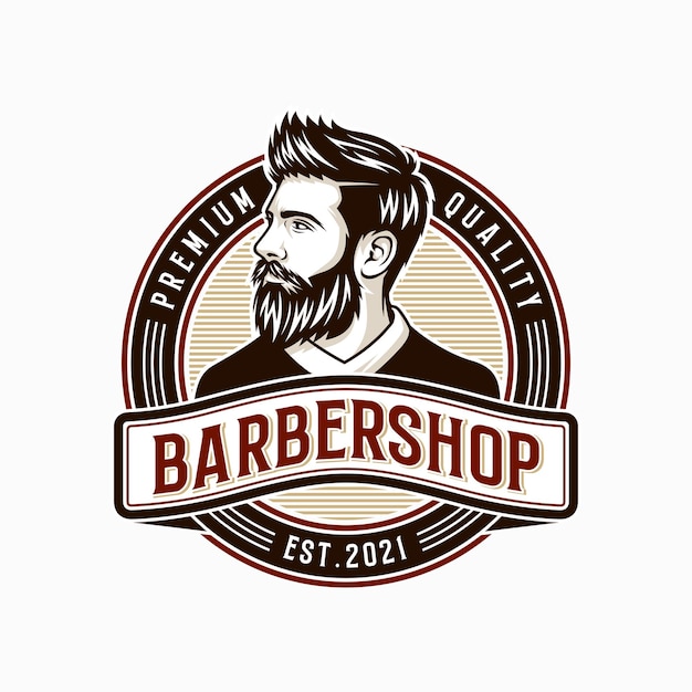 Barber shop vintage logo design illustration