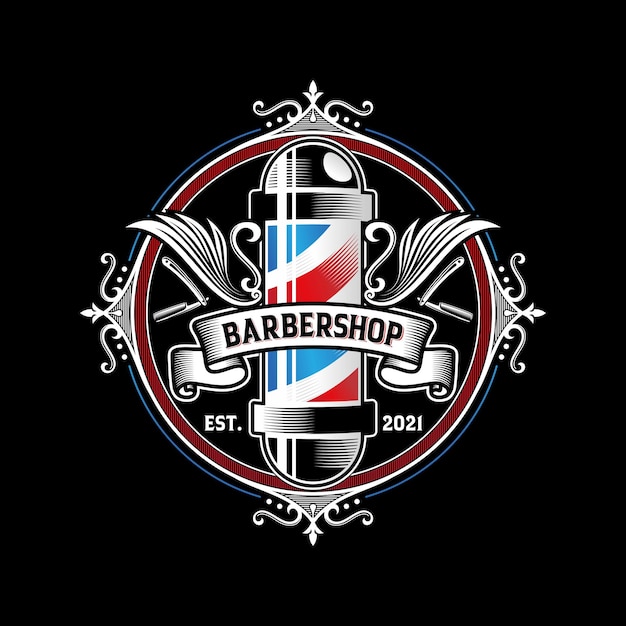 Barber shop vintage logo design