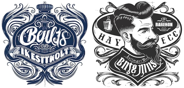 Barber shop vintage retro vector flourish