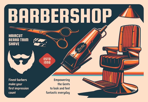 Vector barber shop vintage vector poster