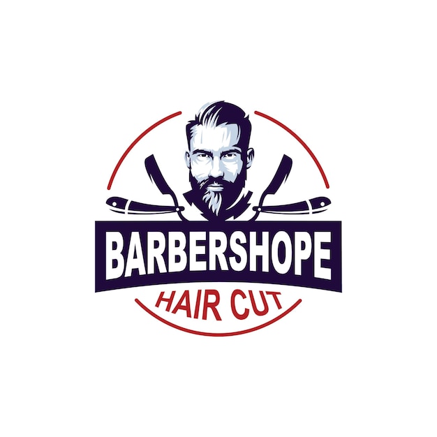 Vettore design del logo barber shope con vettore