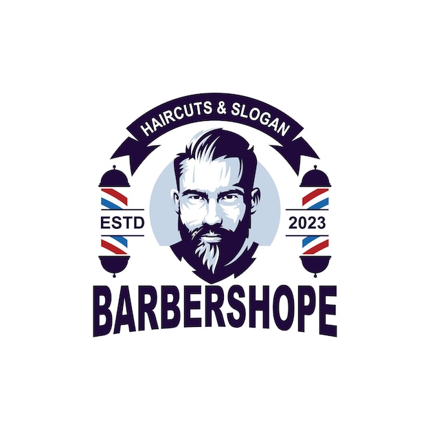 Vettore design del logo barber shope con vettore
