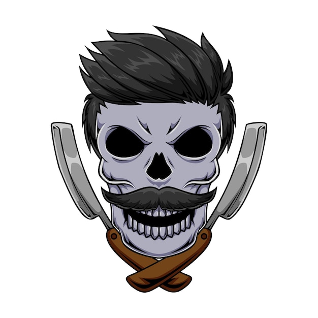 Vector barber skull graphic character