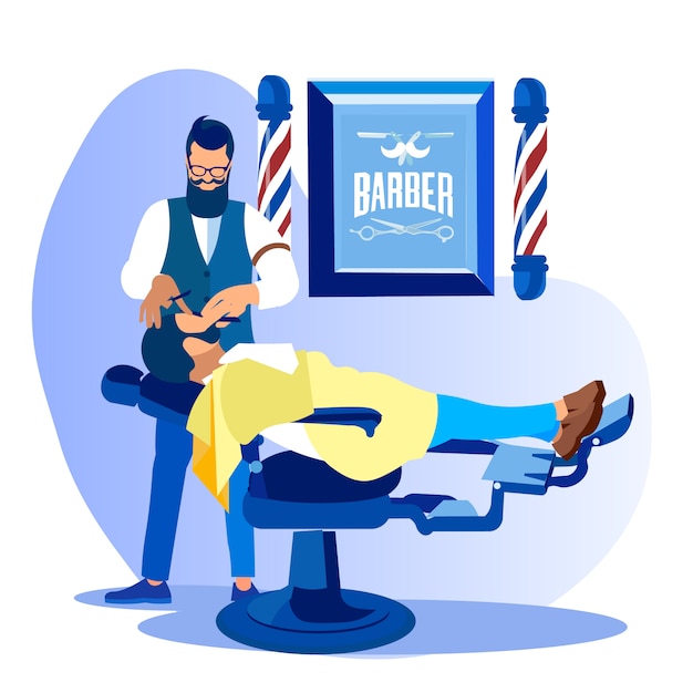 Barber styling client beard nel salone di bellezza maschile