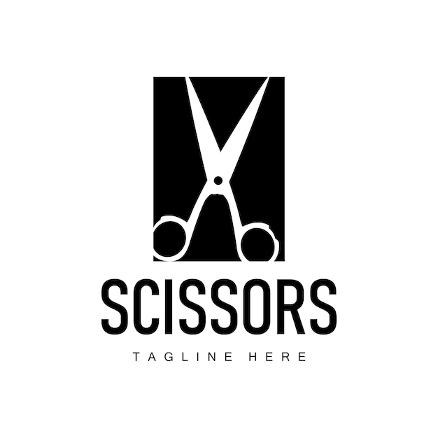 Vector barber tool scissors logo cutting tool vector scissors simple background icon symbol design