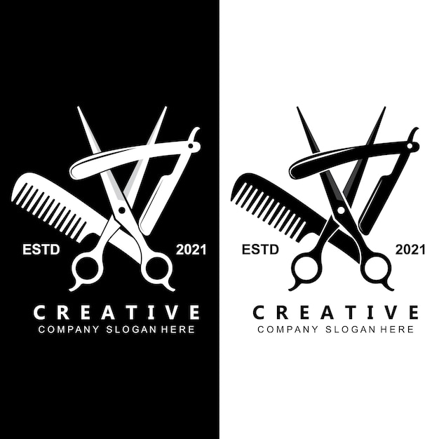 Barber tool scissors logo icon background symbol