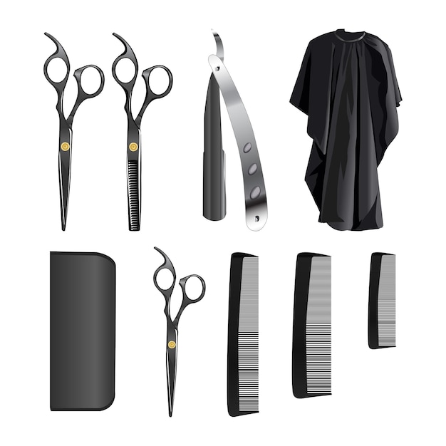 Barber Tools and Accessories Illustration on white background
