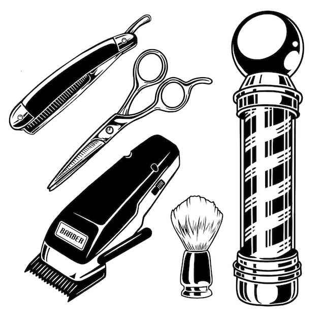 Vector barber tools art illustration1