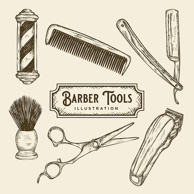 Vector barber tools illustration