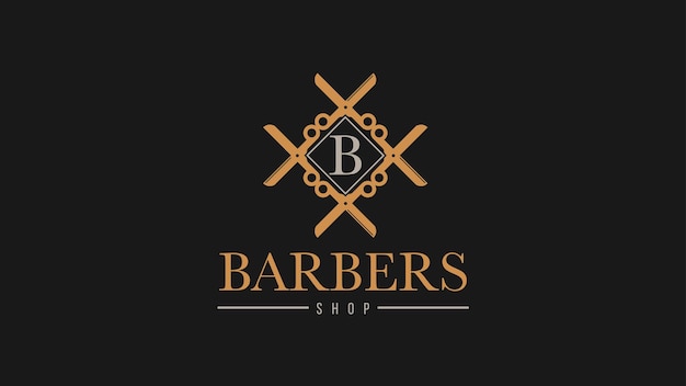 Marchi del logo del modello delle forbici per barbieri