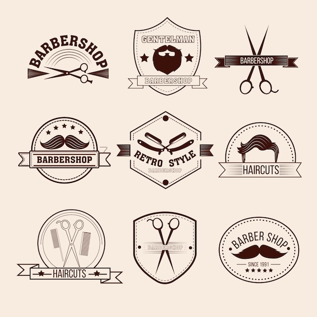 Barbershop-badges in vintage stijl