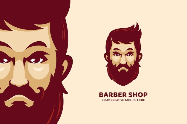 Barbershop Cartoon Mascot Logo Template