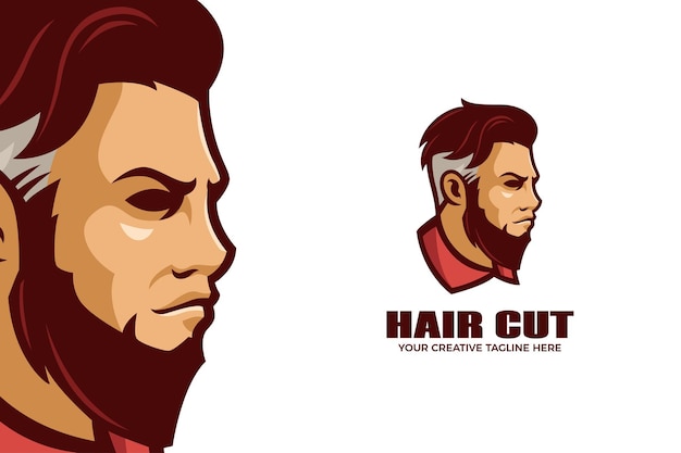 Barbershop cartoon mascot logo template