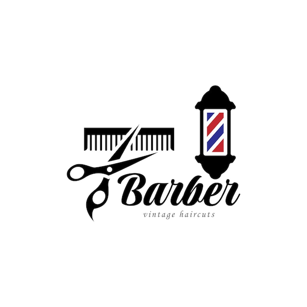 Barbershop eenvoudig minimalistisch logo-ontwerp met elegant ornament