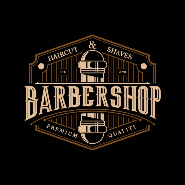 barbershop elegant en luxe logo vintage premium ontwerpsjabloon