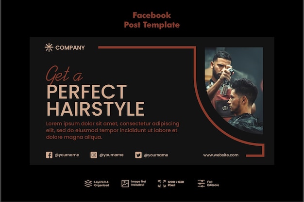 Barbershop Facebook-berichtsjabloon