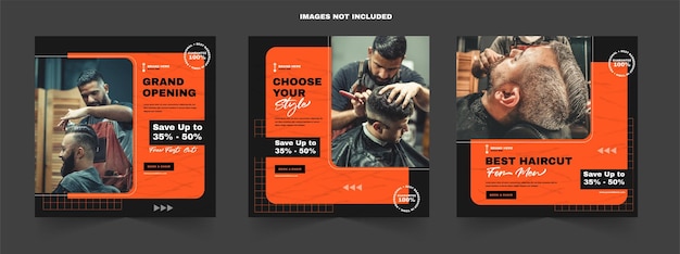 Barbershop haircut and men care content ideas for social media post template