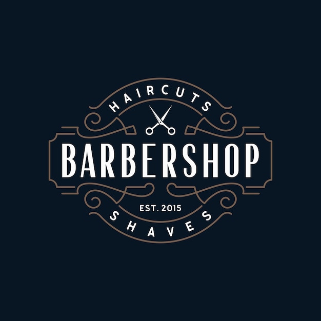 Vector barbershop haircut vintage logo with scissors symbol