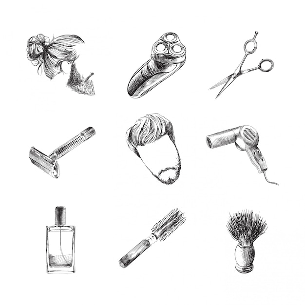 Barbershop hand getekende schets, illustratie