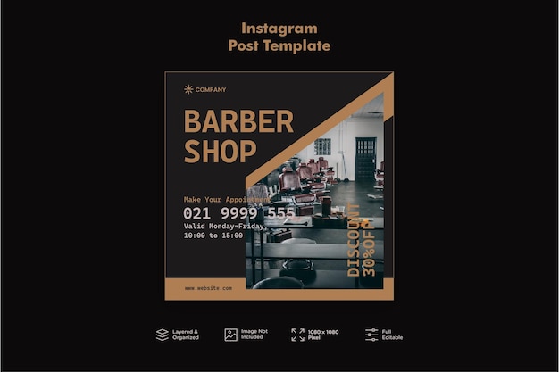 Barbershop instagram-berichtsjabloon