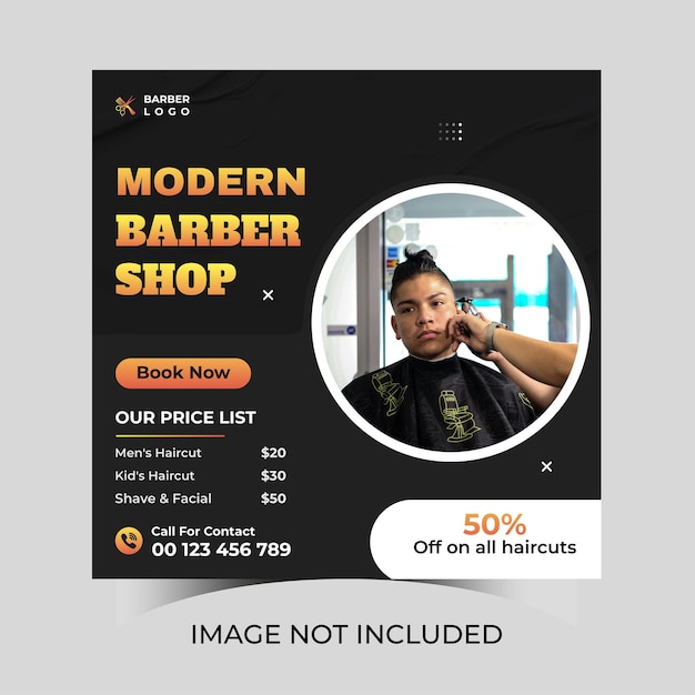 Barbershop Instagram post or social media post banner Template design