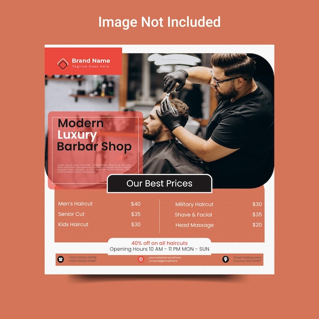 Barbershop Instagram post or social media post banner Template