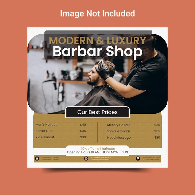 Barbershop Instagram 投稿またはソーシャル メディア投稿バナー テンプレート