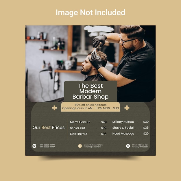 Barbershop instagram and social media post banner template