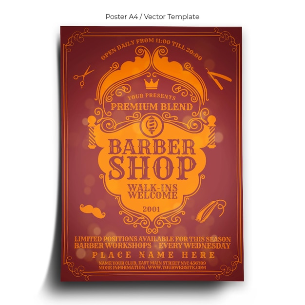 Barbershop Kapsel Poster Sjabloon