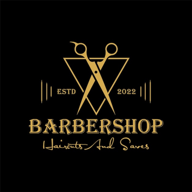 Barbershop kapsels en scheert logo design vector templatexa