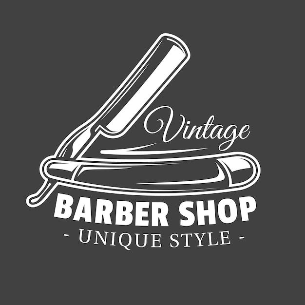 Barbershop label isolated on black background design element vector illustration