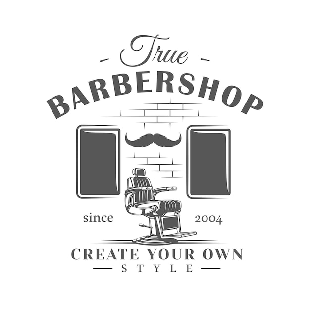 Barbershop label isolated on white background Design element Vector illustration