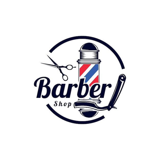 Design del logo del timbro dell'etichetta del barbiere per il tuo business