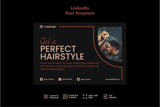 Barbershop LinkedIn-berichtsjabloon