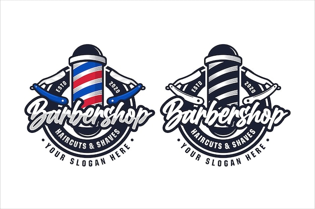 Vettore barbershop logo design illustrazione isolato