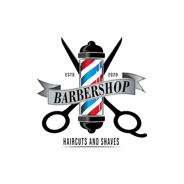 Vettore barbershop logo design, illustrazione.