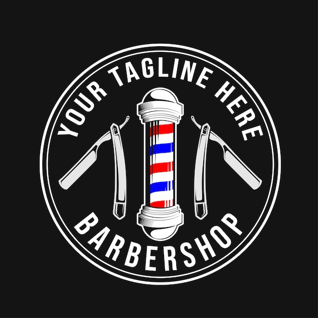 Vector barbershop logo design razors and barbers poles perfect for barbers