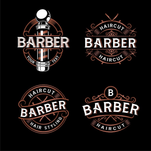 Barber shop vintage logo design Royalty Free Vector Image