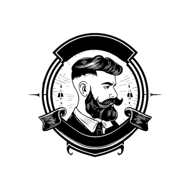 Vettore l'illustrazione del logo barbershop presenta un design classico