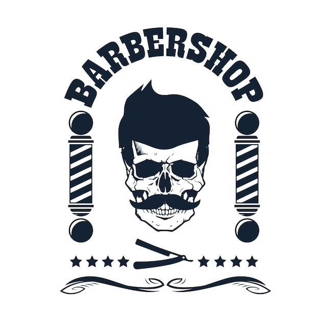 Barbershop logo-ontwerp met vintage ornamenten en retro belettering illustratie in vector-formaat.