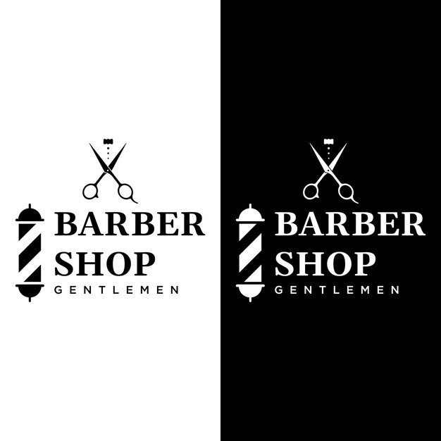 Barbershop Logo sjabloon in vintage stijl met het concept van schaar scheermes en andere toolsLogo voor business salon label en kapperszaak