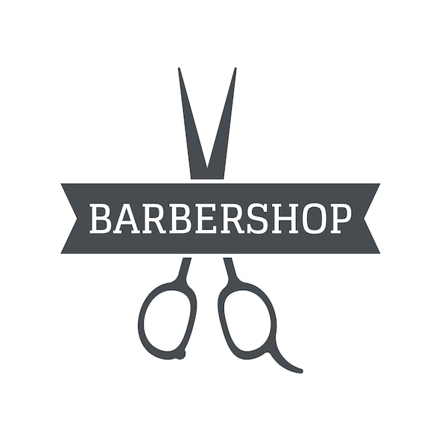 Barbershop logo template in vintage style with the concept of scissors razor and other toolslogo for business salon label and barbershop