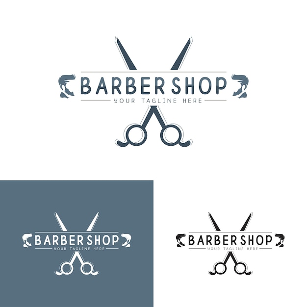 Векторные ножницы с логотипом парикмахерской и знак для волос